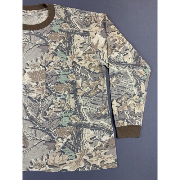 Rare Vintage 90s Y2K Realtree Camo Long Sleeve Shirt Army Nature Tree Pocket T - Picture 5 of 11